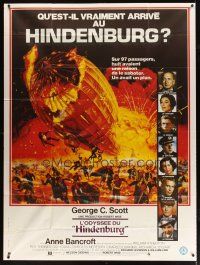 1e524 HINDENBURG French 1p '75 George C. Scott & all-star cast, art of zeppelin crashing down!
