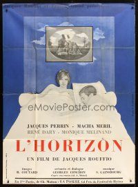 1e527 HORIZON French 1p '67 Jacques Rouffio's L'horizon, art of couple in bed by Pasqualini!