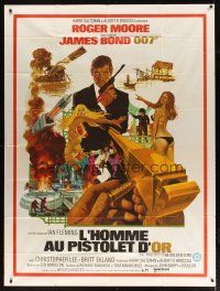 1e585 MAN WITH THE GOLDEN GUN French 1p '74 art of Roger Moore as James Bond by Robert McGinnis!