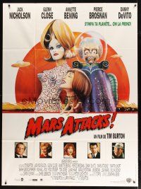 1e589 MARS ATTACKS! French 1p '96 directed by Tim Burton, wacky sci-fi art by Philip Castle!