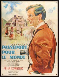 1e619 PASSEPORT POUR LE MONDE French 1p '59 Yves Thos art of world traveler Peter Townsend!