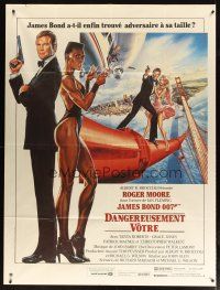 1e703 VIEW TO A KILL French 1p '85 art of Roger Moore as James Bond 007 by Daniel Goozee!