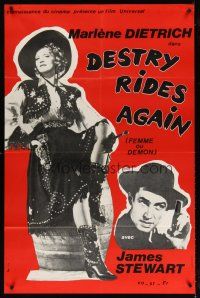 1e384 DESTRY RIDES AGAIN French 31x47 R80s full-length sexy Marlene Dietrich + James Stewart!