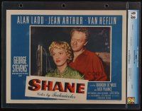 1e009 SHANE slabbed LC #7 '53 portrait of smiling Van Heflin standing behind pretty Jean Arthur!