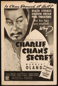 1e113 CHARLIE CHAN'S SECRET pressbook '36 is Asian detective Warner Oland doomed at last!