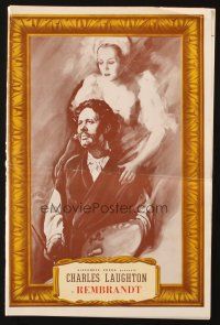 1e178 REMBRANDT pressbook '36 art of Charles Laughton as the famous artist, Alexander Korda!