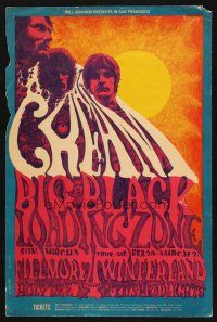 1e025 CREAM BIG BLACK LOADING ZONE first printing 14x21 music concert poster '68 at the Fillmore!