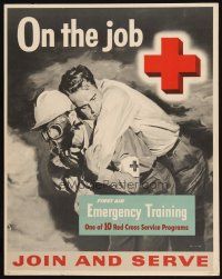 1e030 ON THE JOB special 15x19 '56 American Red Cross First Aid Emergency Training, Gould art!