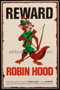 1e093 ROBIN HOOD special 11x17 '73 Walt Disney cartoon, best REWARD poster design!
