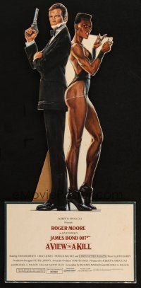 1e077 VIEW TO A KILL standee '85 art of Roger Moore as James Bond & Grace Jones by Daniel Goozee!