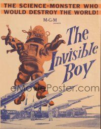 1e018 INVISIBLE BOY herald '57 Robby the Robot as the science-monster who would destroy the world!