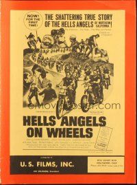 1e137 HELLS ANGELS ON WHEELS pressbook '67 shattering true story of the Hells Angels of California