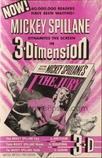 1e143 I, THE JURY pressbook '53 Mickey Spillane, Mike Hammer, great sexy 3-D images!