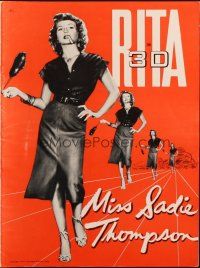1e158 MISS SADIE THOMPSON pressbook '53 sexy Rita Hayworth swinging purse & turning it on in 3-D!