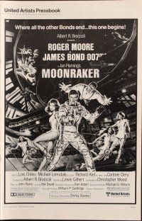 1e161 MOONRAKER pressbook '79 art of Roger Moore as James Bond & sexy space babes by Goozee!