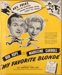 1e164 MY FAVORITE BLONDE pressbook '42 wacky images of Bob Hope & sexy Madeleine Carroll!