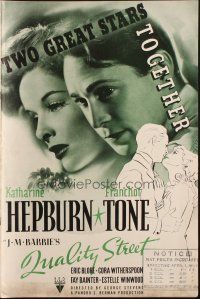 1e176 QUALITY STREET pressbook '37 great romantic art of Katharine Hepburn & Franchot Tone!