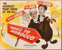 1e181 ROAD TO MOROCCO pressbook '42 wacky art of Bob Hope, Bing Crosby & Dorothy Lamour on camel!