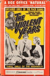 1e200 VIOLENT YEARS pressbook '56 Ed Wood, untamed girls of the pack gang taking thrills unashamed