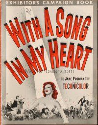 1e205 WITH A SONG IN MY HEART pressbook '52 art of elegant Susan Hayward as singer Jane Froman!