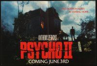 1e236 PSYCHO II trade ad '83 Anthony Perkins as Norman Bates, cool creepy image of classic house!
