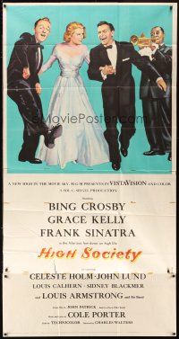 1f083 HIGH SOCIETY 3sh '56 art of Frank Sinatra, Bing Crosby, Grace Kelly & Louis Armstrong!