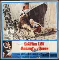 1f221 ASSAULT ON A QUEEN 6sh '66 art of Frank Sinatra w/gun & sexy Virna Lisi on submarine deck!