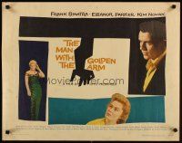 1f079 MAN WITH THE GOLDEN ARM style B 1/2sh '56 Frank Sinatra is hooked, classic Saul Bass art!