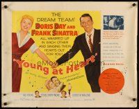 1f057 YOUNG AT HEART 1/2sh '54 great romantic images of Doris Day & Frank Sinatra!