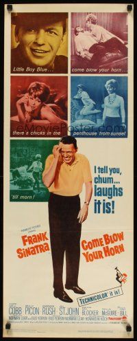 1f182 COME BLOW YOUR HORN insert '63 close up of laughing Frank Sinatra, from Neil Simon's play!