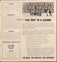 1f114 PAL JOEY pressbook '57 art of Frank Sinatra with sexy Rita Hayworth & Kim Novak!