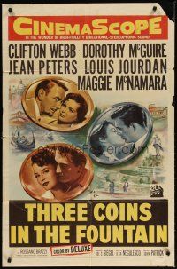 1g001 3 COINS IN THE FOUNTAIN 1sh '54 Clifton Webb, Dorothy McGuire, Jean Peters, Louis Jourdan