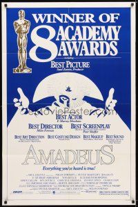 1g039 AMADEUS awards 1sh '84 Milos Foreman, Mozart biography, cool artwork!