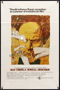 1g063 BAD TIMING 1sh '80 Nicholas Roeg, cool art of Art Garfunkel & sexy Theresa Russell!