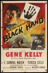 1g094 BLACK HAND 1sh '50 cool artwork of Gene Kelly, one man against the Black Hand!