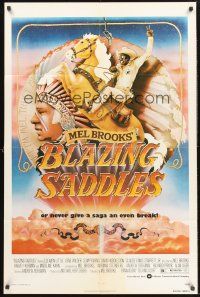 1g098 BLAZING SADDLES 1sh '74 classic Mel Brooks western, art of Cleavon Little by John Alvin!