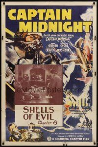 1g146 CAPTAIN MIDNIGHT chapter 8 1sh '42 Dave O'Brian in the title role, Shells of Evil!