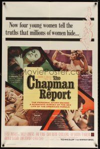 1g165 CHAPMAN REPORT 1sh '62 Jane Fonda, Shelley Winters, from Irving Wallace sex novel!