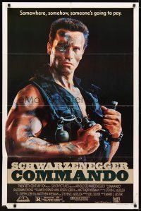 1g205 COMMANDO 1sh '85 Arnold Schwarzenegger is going to make someone pay!