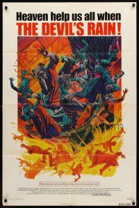 1g254 DEVIL'S RAIN 1sh '75 Ernest Borgnine, William Shatner, Anton Lavey, cool Mort Kunstler art!