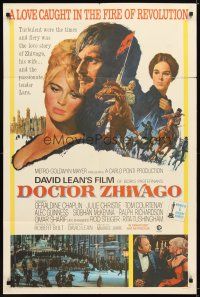 1g262 DOCTOR ZHIVAGO 1sh '65 Omar Sharif, Julie Christie, David Lean English epic, Terpning art!