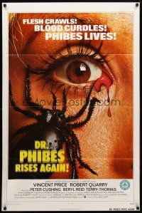 1g271 DR. PHIBES RISES AGAIN 1sh '72 Vincent Price, classic close up of a spider in woman's eye!