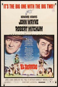 1g289 EL DORADO 1sh '66 John Wayne, Robert Mitchum, Howard Hawks, the big one with the big two!