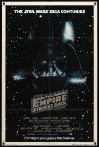 1g292 EMPIRE STRIKES BACK advance 1sh '80 George Lucas sci-fi classic, cool image of Darth Vader!