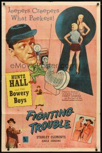 1g325 FIGHTING TROUBLE 1sh '56 Huntz Hall & the Bowery Boys, jeepers creepers what peekers!