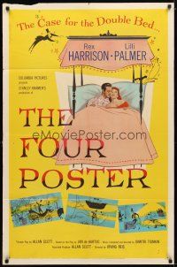 1g348 FOUR POSTER 1sh '52 art of Rex Harrison & Lilli Palmer together in bed!
