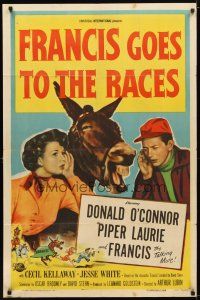 1g350 FRANCIS GOES TO THE RACES 1sh '51 Donald O'Connor & talking mule, horse racing!