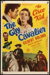 1g371 GAY CAVALIER 1sh '46 suave Gilbert Roland as The Cisco Kid romances sexy girl!