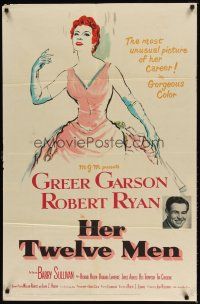 1g407 HER TWELVE MEN 1sh '54 art of teacher Greer Garson, plus Robert Ryan!