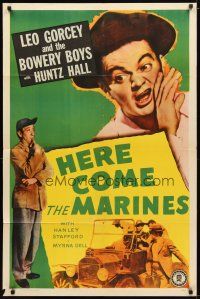 1g408 LEO GORCEY & THE BOWERY BOYS stock 1sh 1948 Huntz Hall, Here Comes the Marines